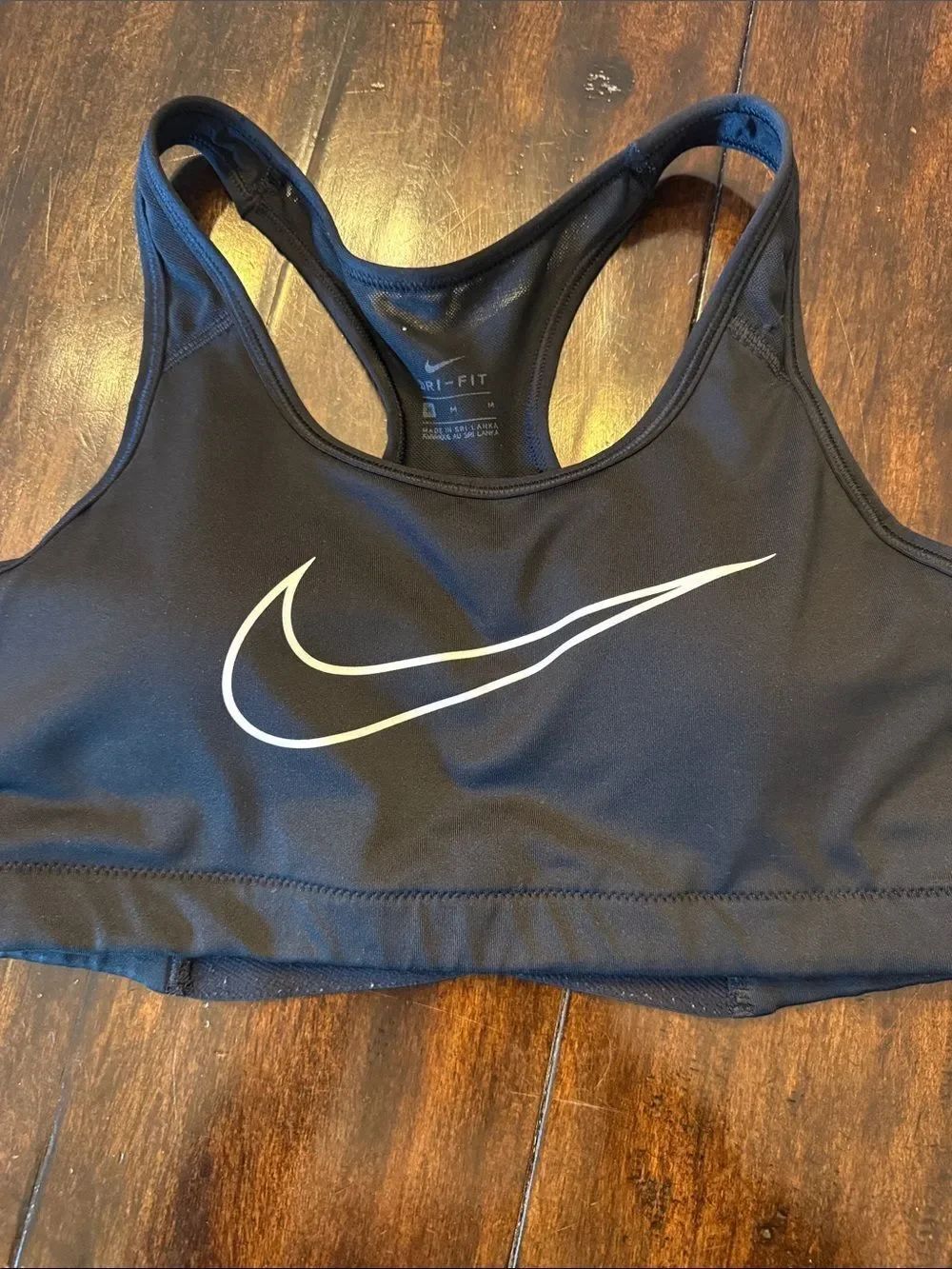 Nike Black Sports Bra with White Swoosh Racerback Logo